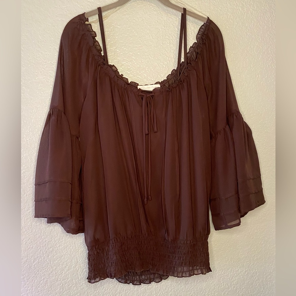 NWT Y2K Sheer Brown Top